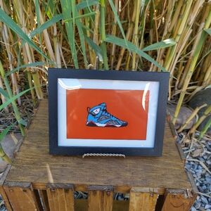 8 Bit Jordan 7 Framed Mini Art Print lo-fi Pixel Art By Neon Nicho